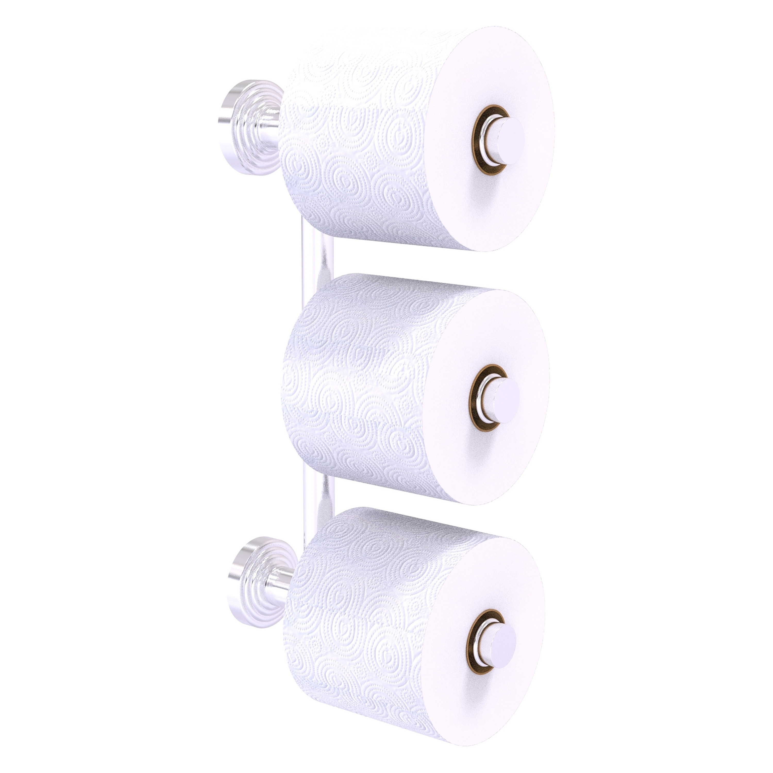 Allied Brass WP-24-3-SCH Waverly Place Satin Chrome Wall mount Double post Toilet Paper Holder 3 -Rolls
