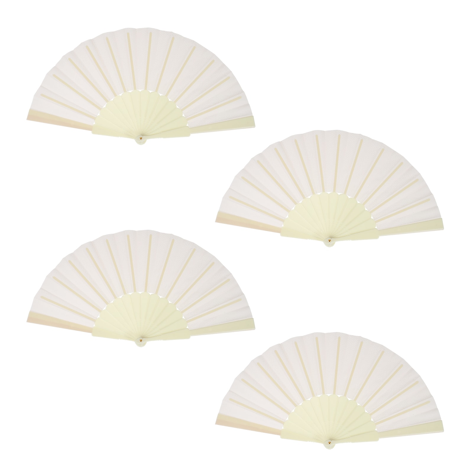 Unique Bargains Folding Fan Vintage Handheld Fans Plastic Folding Hand Fan Craft Folding Fan for Halloween Party Wedding Dancing Decoration Gifts 42x23cm/16.54x9.06 Inch Pack of 4 (Beige)