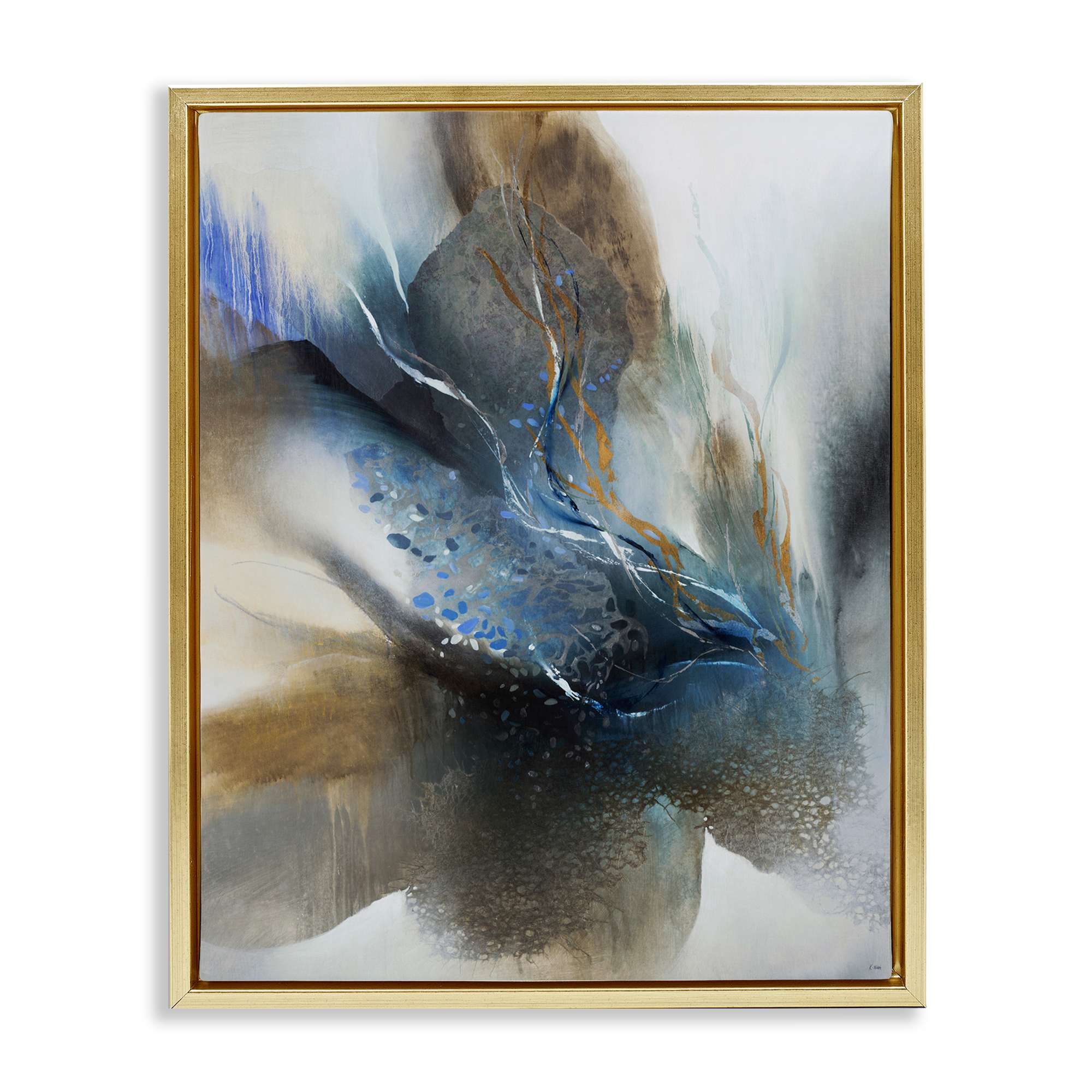 Stupell Industries BS-621-FFG-16X20 Solemn Neutral Atmosphere Gold Framed Floater Canvas Wall Art By K. Nari 17 x 21