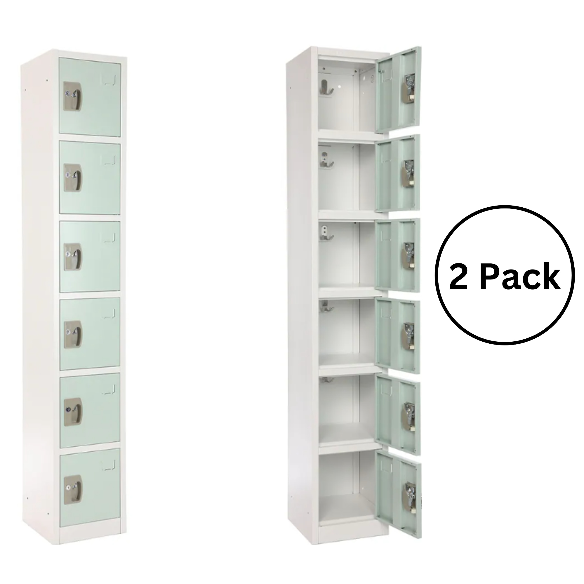 Misty Green Steel 6-Door Storage Locker with Key Lock