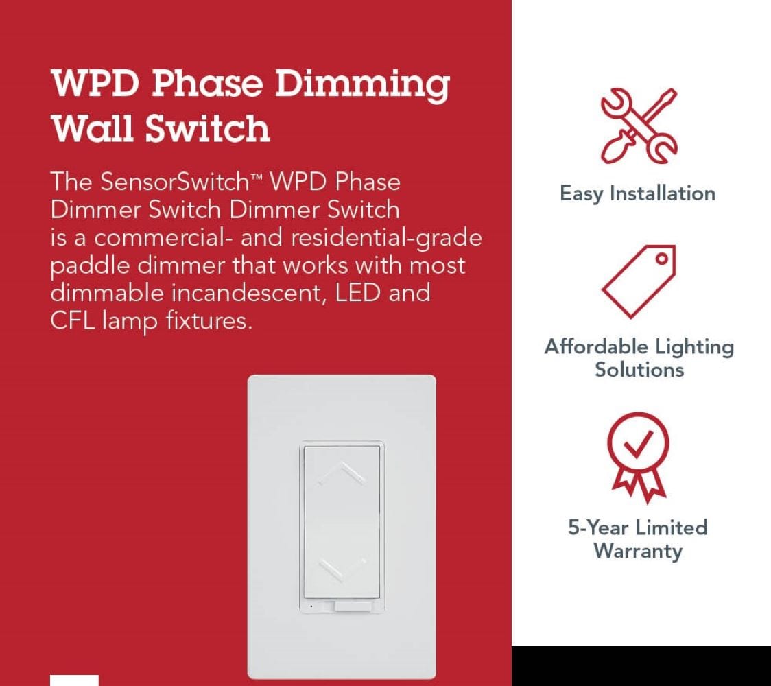 Sensor Switch WPD Series Single-pole LED Rocker Light Dimmer with Wall ...