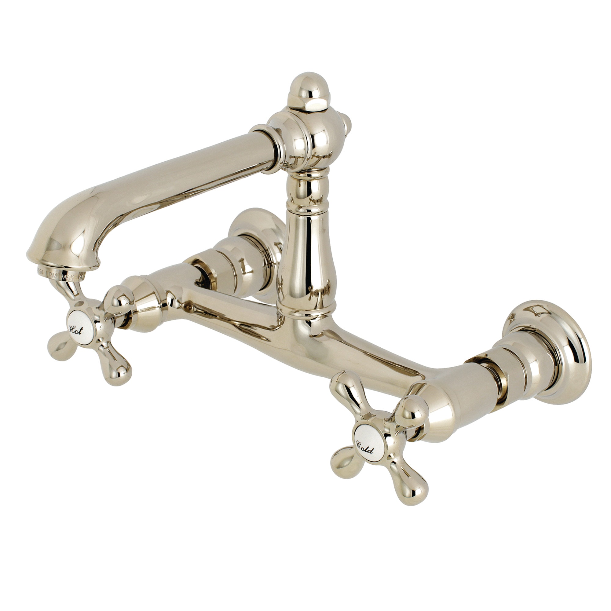 Kingston Brass WLKS7246AX English Country Polished nickel Wall-mount 2-handle Mid-arc Residential Handle Bathroom Sink Faucet