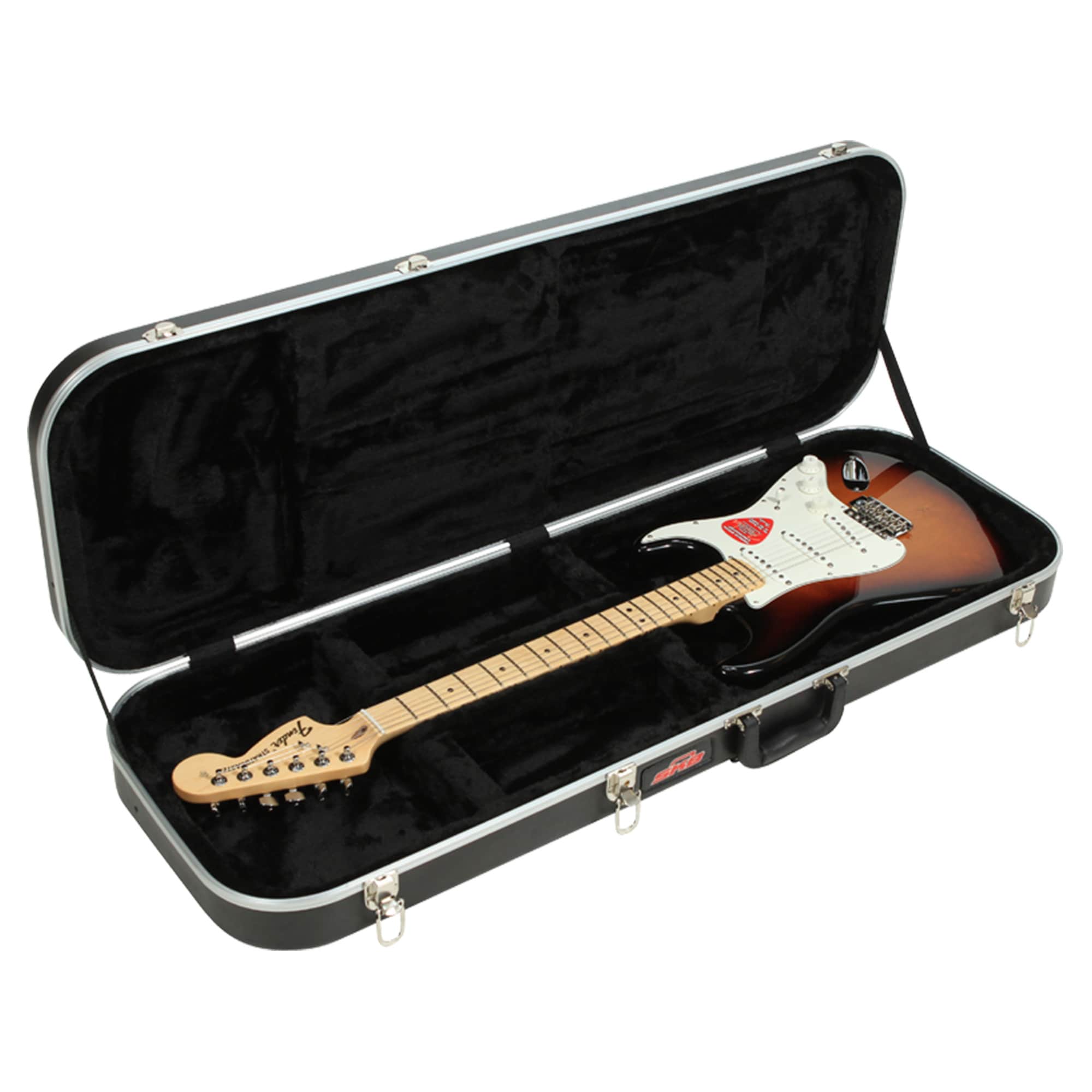  Hardshell Rectangular Travel Case for Electric Guitars with Latches Black