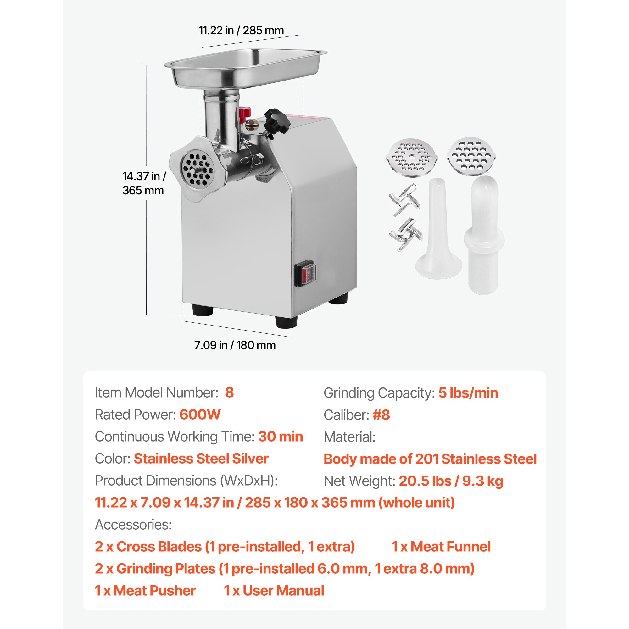 VEVOR SCSYTMDDJRJS08885V1 Meat-Grinders - View #7