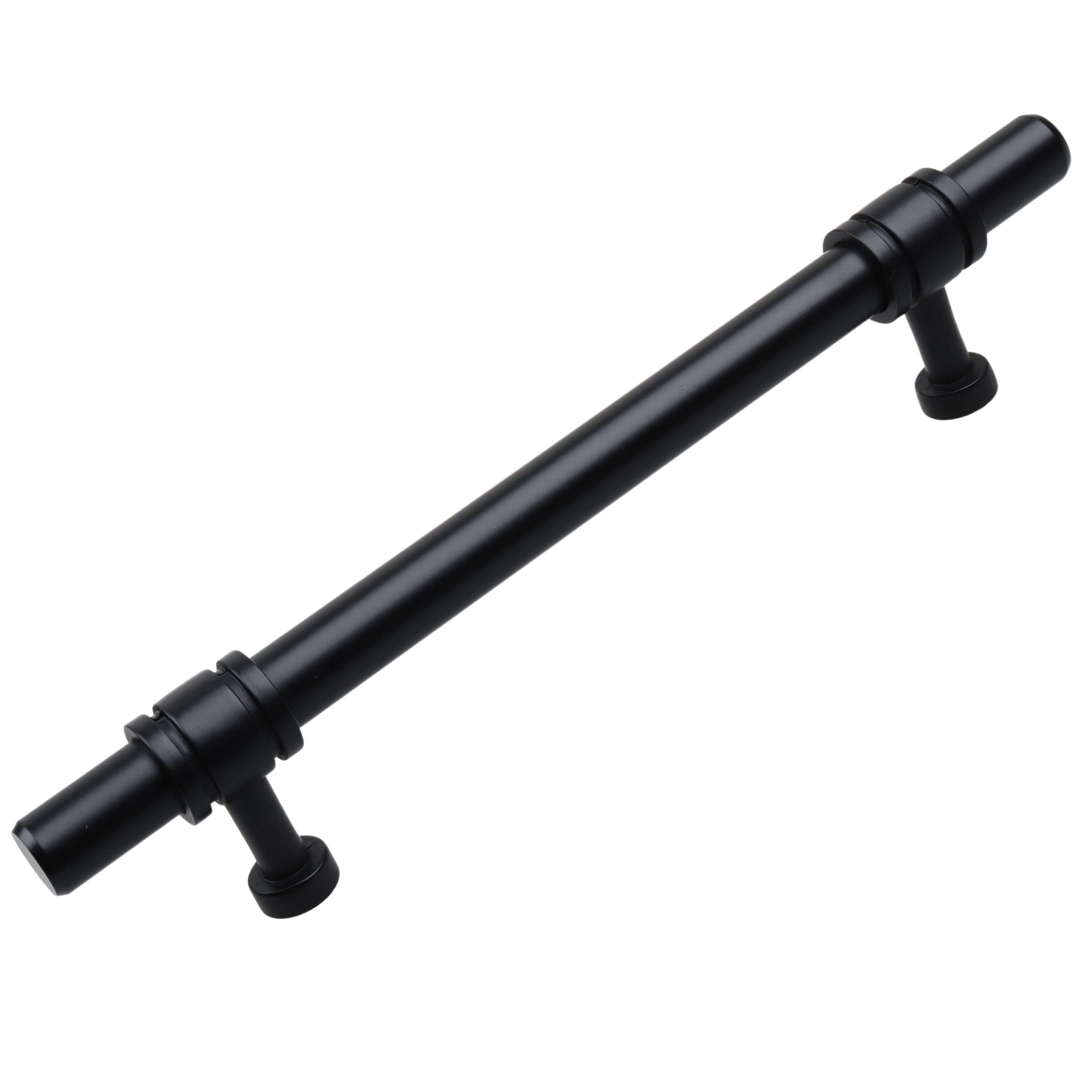 GlideRite Hardware 4340-128-MB-25 5 in. Center to Center Matte Black Barrel Ring Bar Pull - 25 Pack