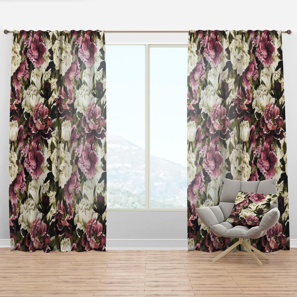 Designart CTN19279-52-95 95-Inches Pink Floral Room darkening Thermal lined Rod pocket Single curtain panel