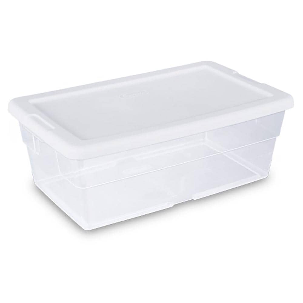 Sterilite 6 Qt. Clear Stacking Closet Storage Bin Container with