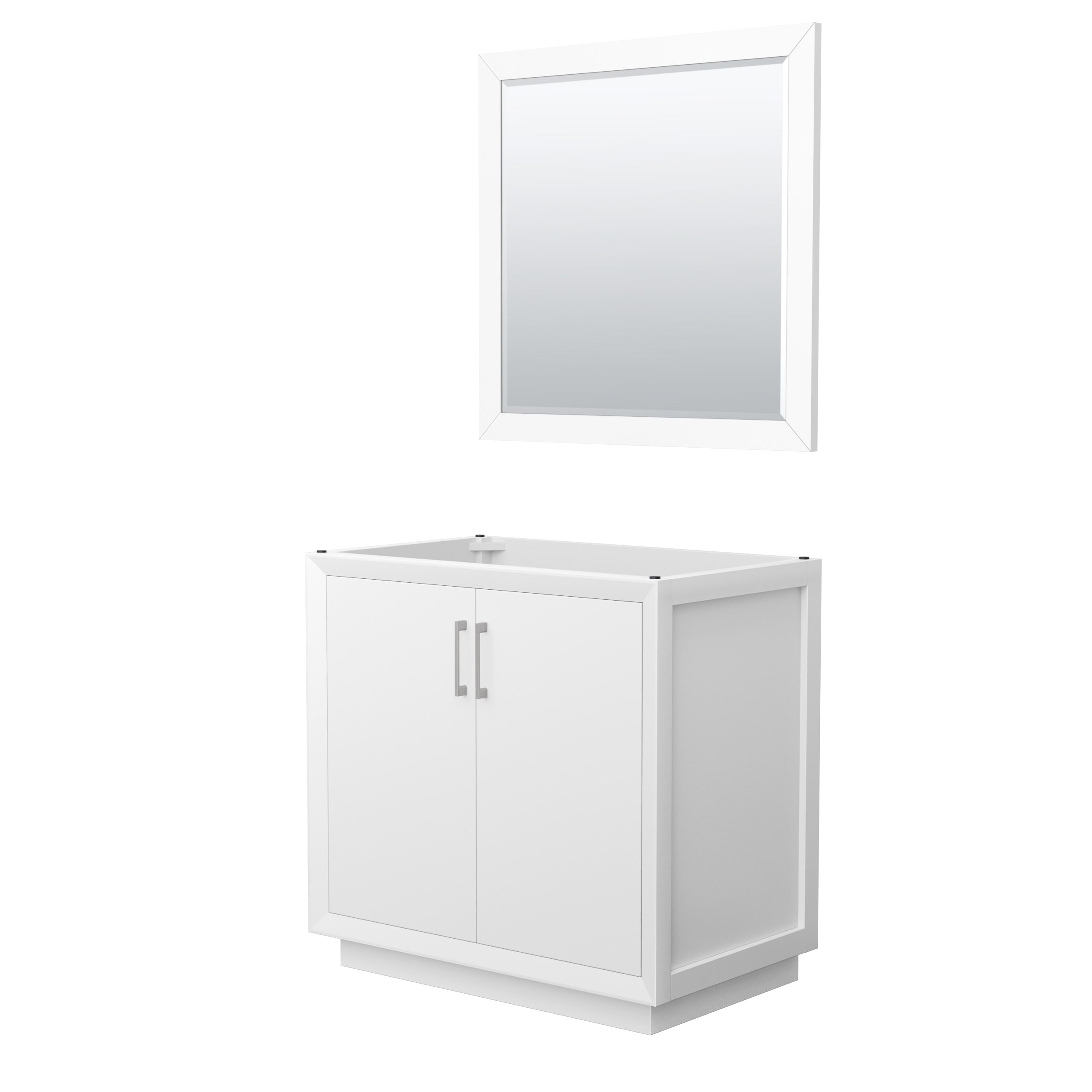 Wyndham Collection WCF414136SWHCXSXXM34 Strada 36-in White with Brushed Nickel Trim Bathroom Vanity Base Cabinet without Top (Mirror Included)