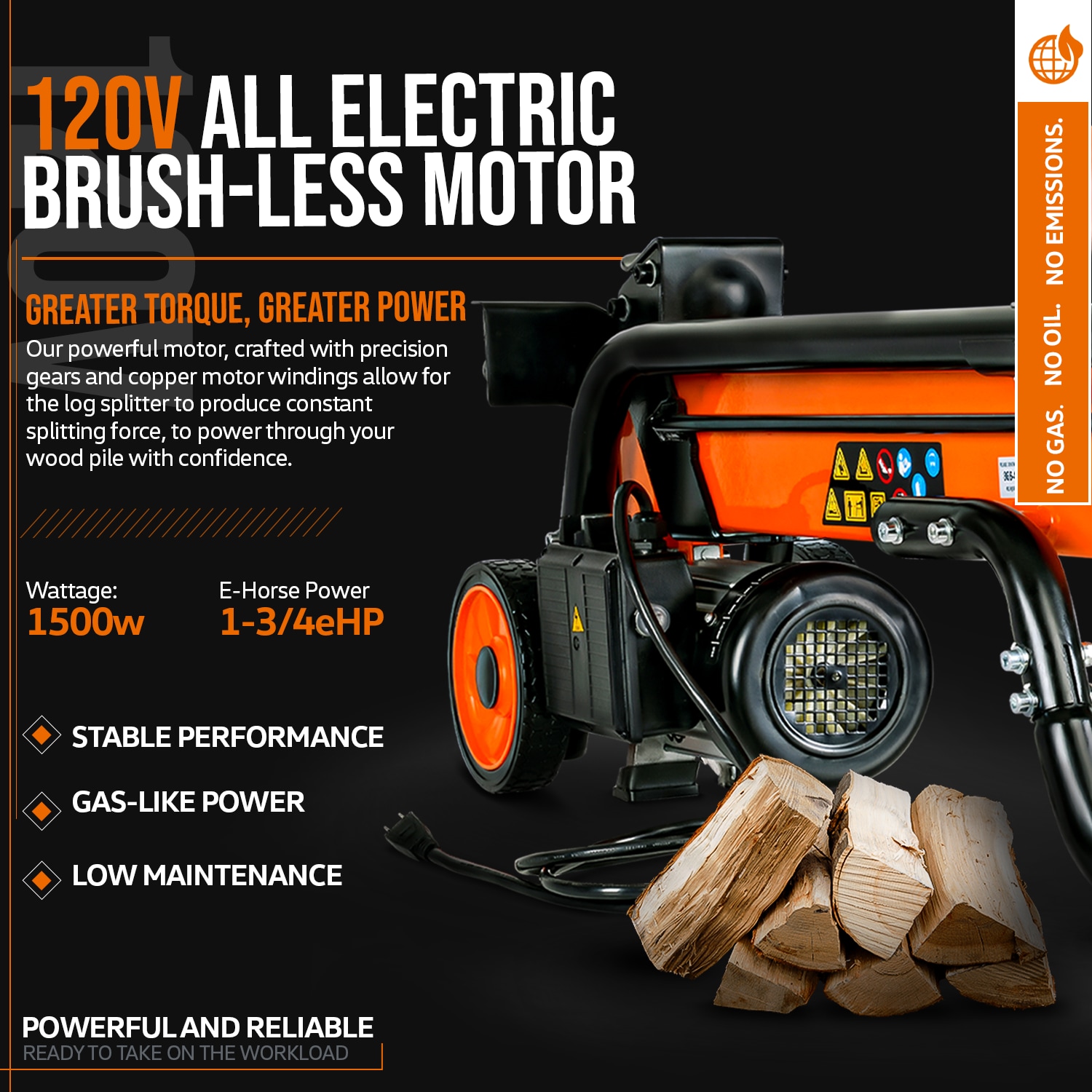 SuperHandy TRI-GUT065 Electric-Log-Splitters - View #8