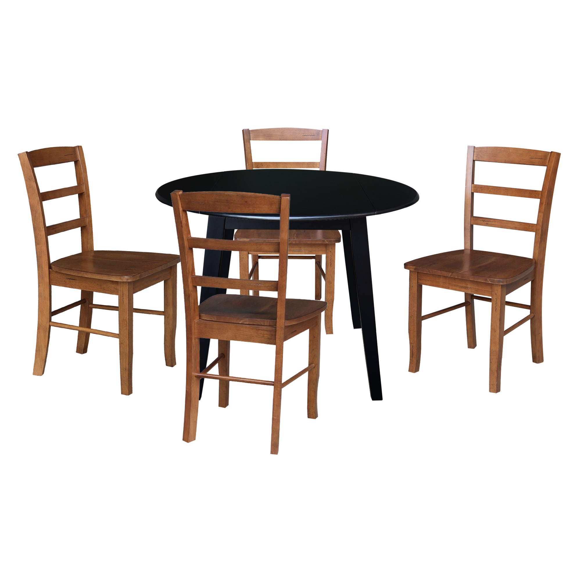 International Concepts K46-42DL-C42-2-4 Black/Distressed Oak Traditional Dining Room Set with Round Table ( Seats 4 )