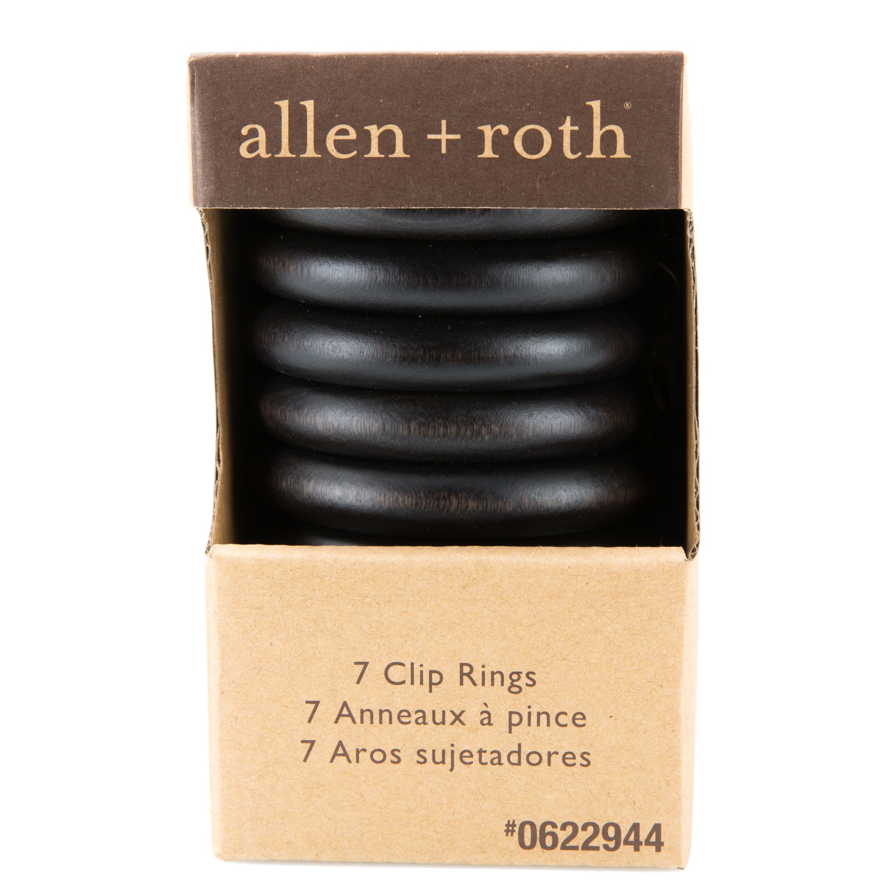 allen + roth 7-Pack Tobacco Wood Curtain Ring with Clip in the Curtain Rings  department at