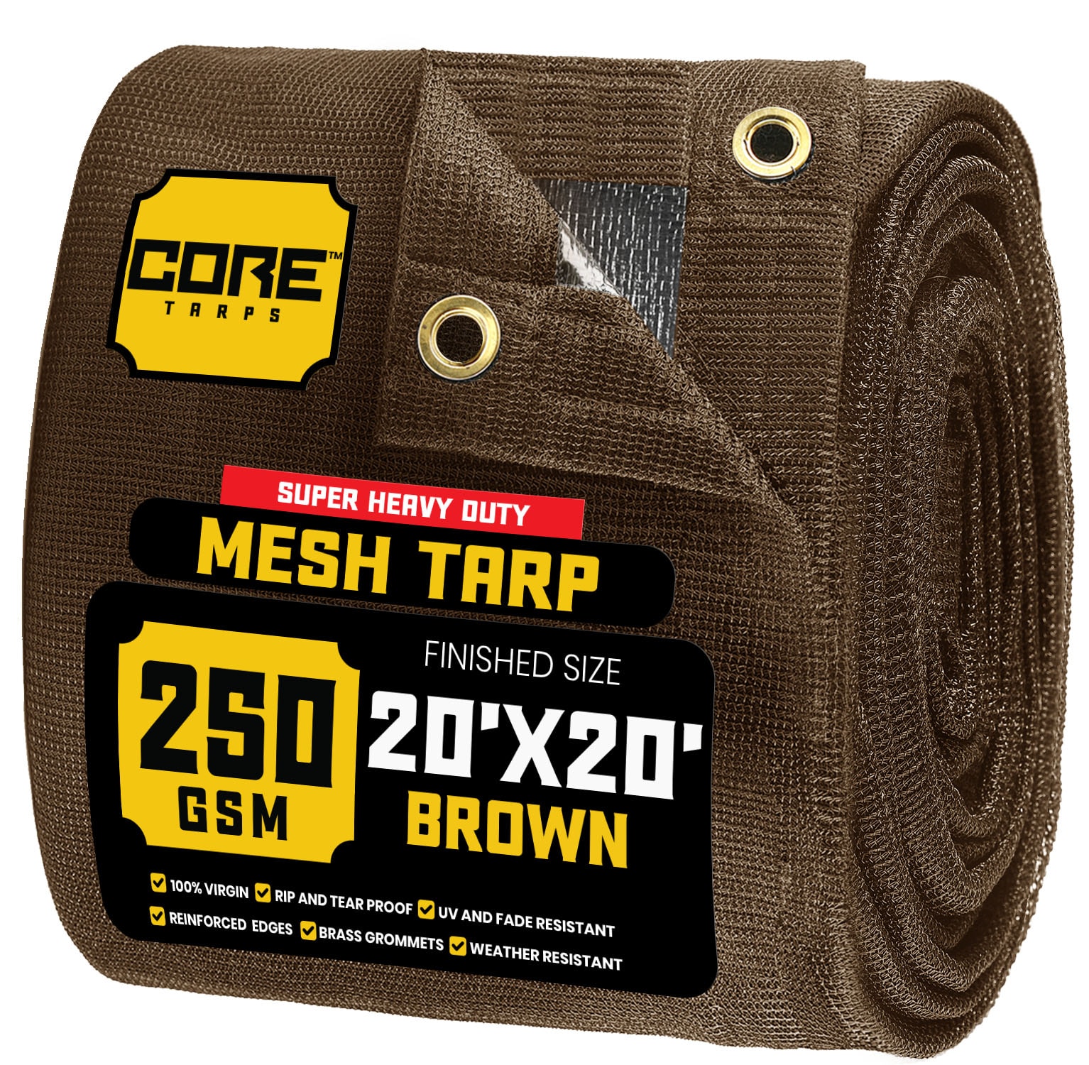 Core Tarps CT-802-20X20 20-ft x 20-ft Brown Commercial Polyethylene