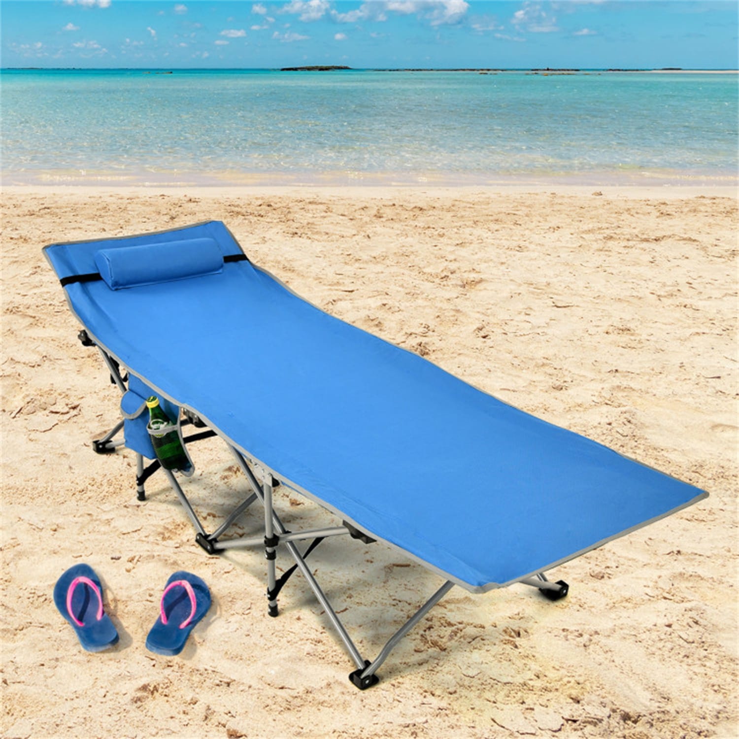 BABOOM BOM-70768BL-CO Blue Folding Beach lounger