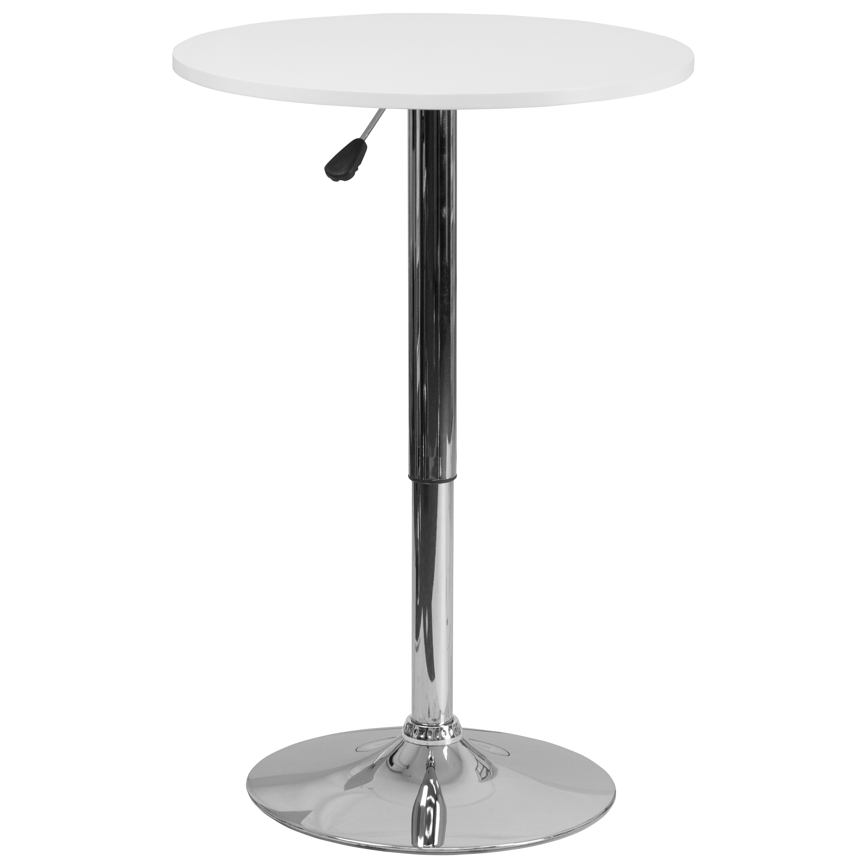 Emma + Oliver - 23.75-in Round 26.25-in - 35.75 Adjustable Height White Wood Table