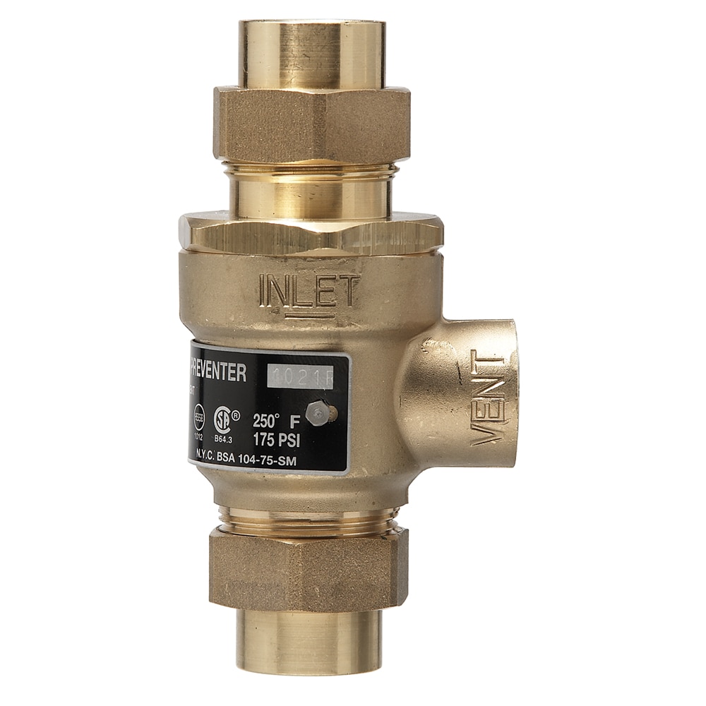1/2 IN Dual Check Vacuum Breaker - Hot Water Backflow Preventer - True Line-Sized Construction - Hydronic Baseboard Heater Accessories | - Watts 0950095