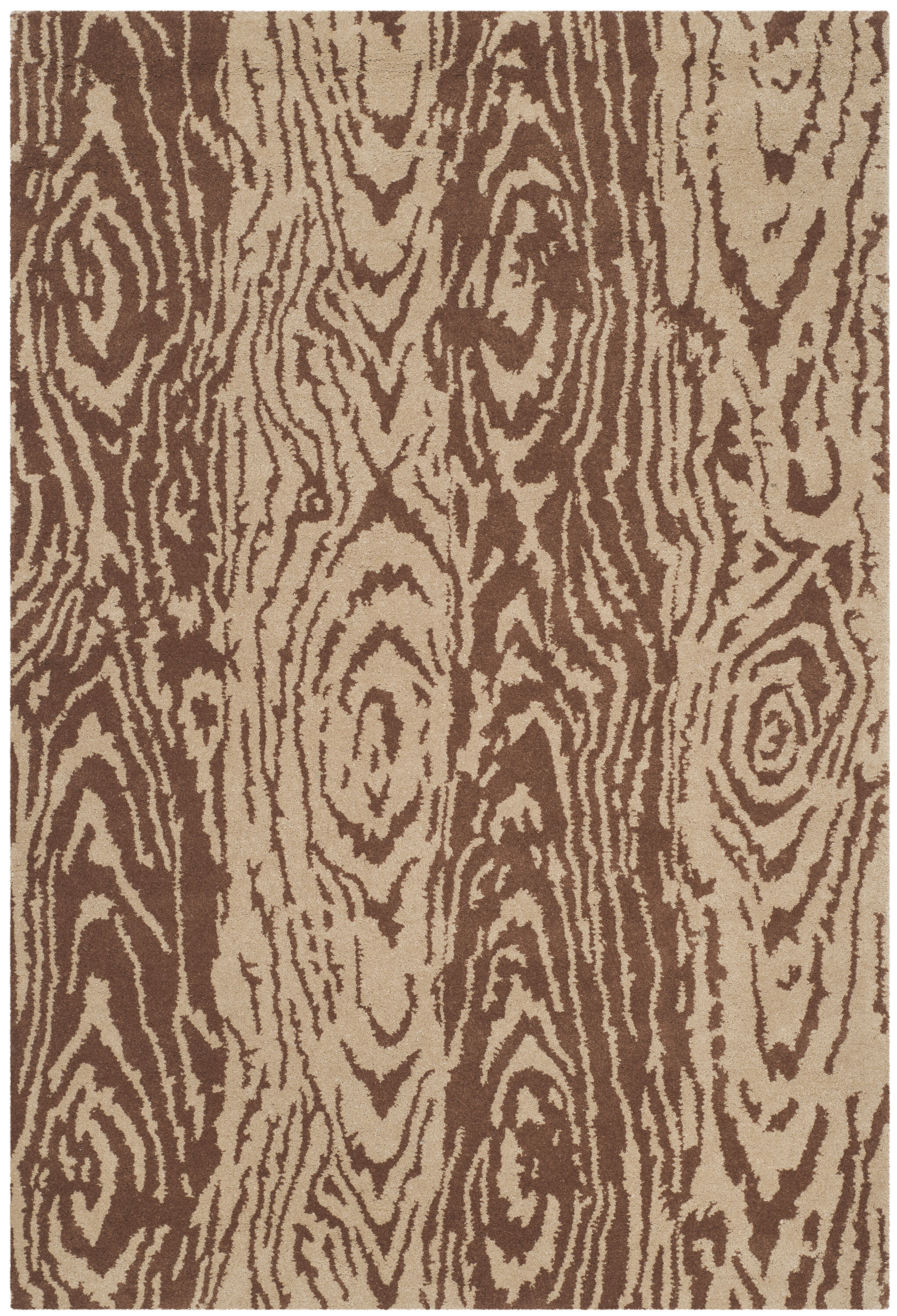 Martha Stewart MSR4534A-4 Layered Faux Bois 4 x 6 (ft) Tufted Wool Sequoia Rectangular Indoor Abstract Farmhouse/Cottage Area rug