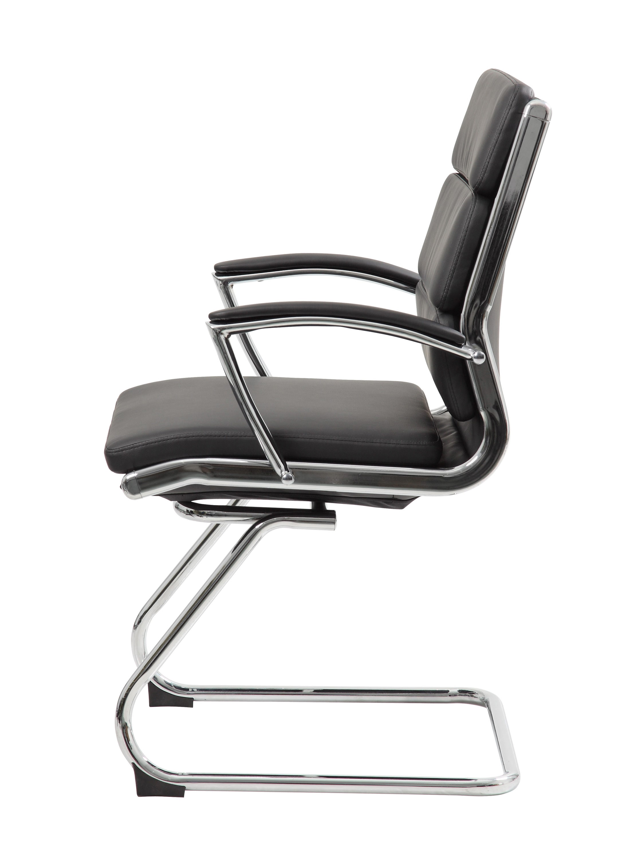 Modern Executive CaressoftPlus Guest Chair with Chrome Frame, Black