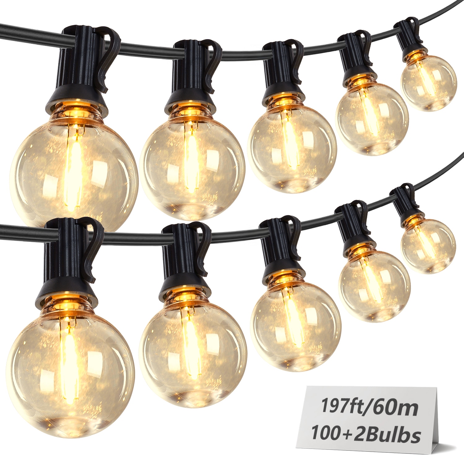 LIVIZA 197-ft Plug-in Black Indoor/Outdoor String Light with 100 White -Light LED Globe Bulbs #DLC-P416015