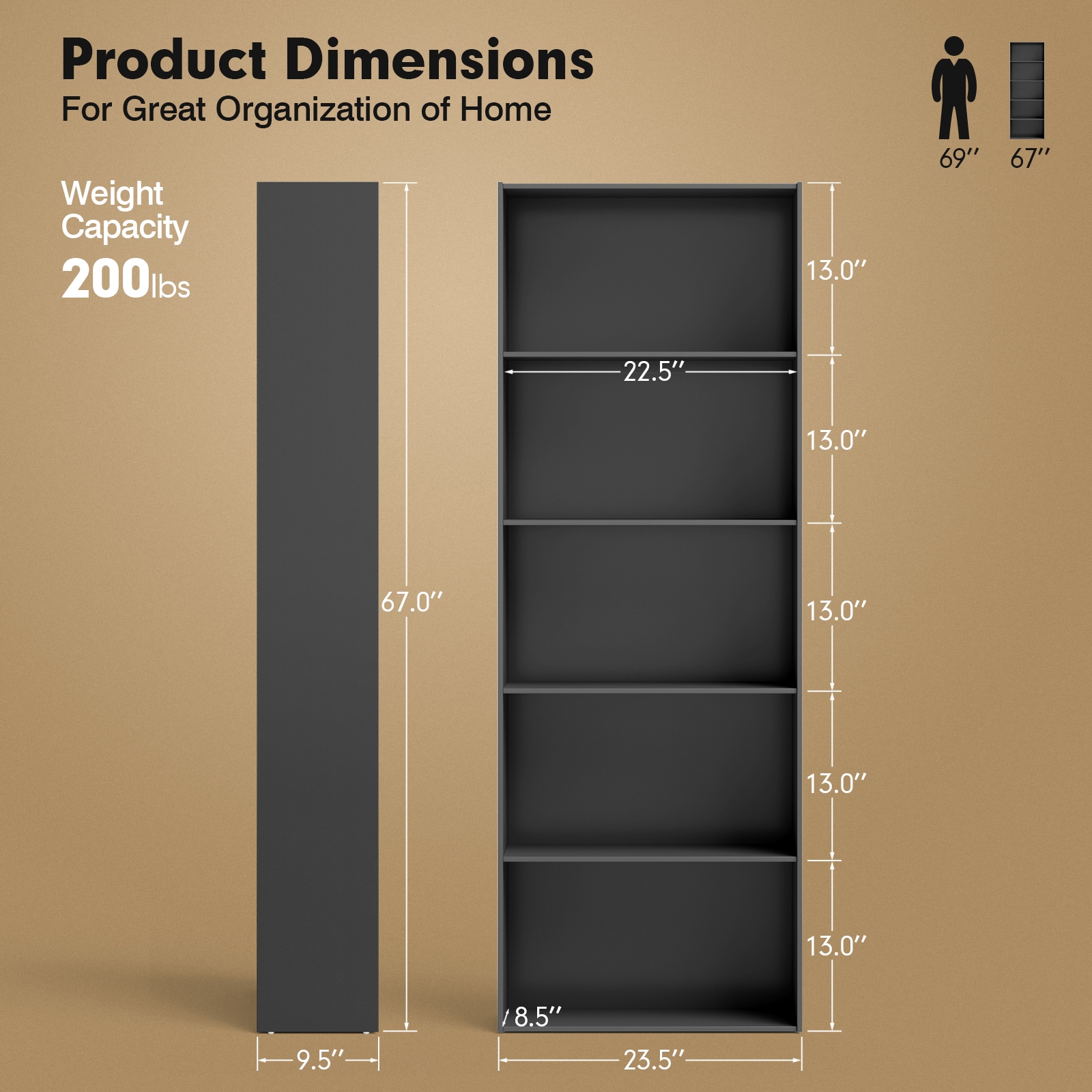 Slickblue D-CO-KB68106WH bookcases - View #4