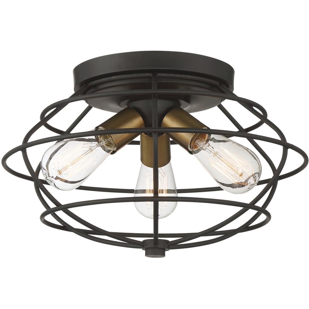 Designers Fountain  1260-VB Jax 3 Light 15 inch Vintage Bronze Flushmount Ceiling Light