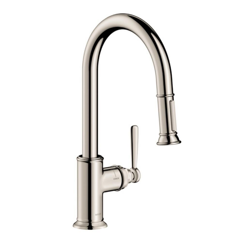 Hansgrohe Montreux Polished Nickel 1 Handle Deck Mount Pull Down Handle Kitchen Faucet In The Kitchen Faucets Department At Lowes Com