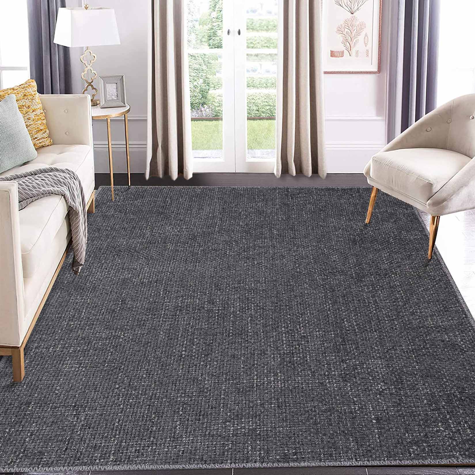 Garvee YXY-LO-PHO-10N5FD8H 8 x 10 (ft) Loomed Dark Gray Rectangular Indoor Solid Mid-Century Modern Machine washable Area rug