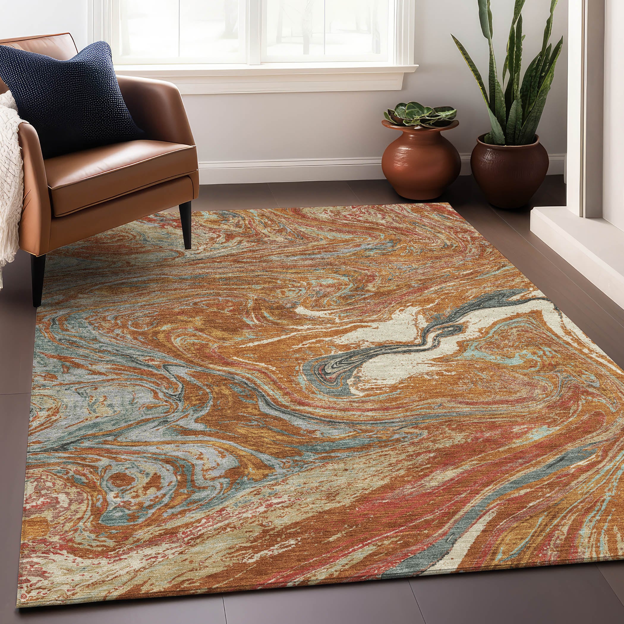 Addison Rugs ACN1061PK3X5 Chantille ACN1061PK 3 x 5 (ft) Polyester Paprika Rectangular Indoor/Outdoor Geometric Machine washable Area rug