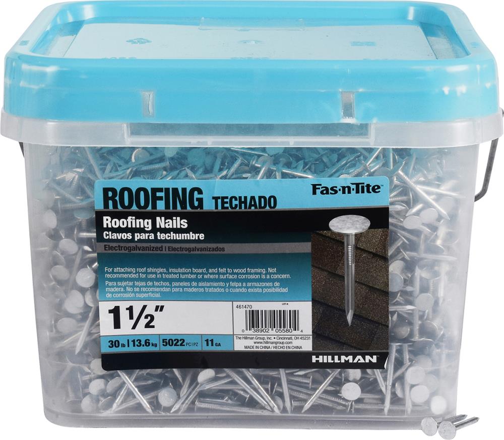 Fas-n-Tite 1-1/2-in Smooth Shank Electro-Galvanized Roofing Nails (5022 ...