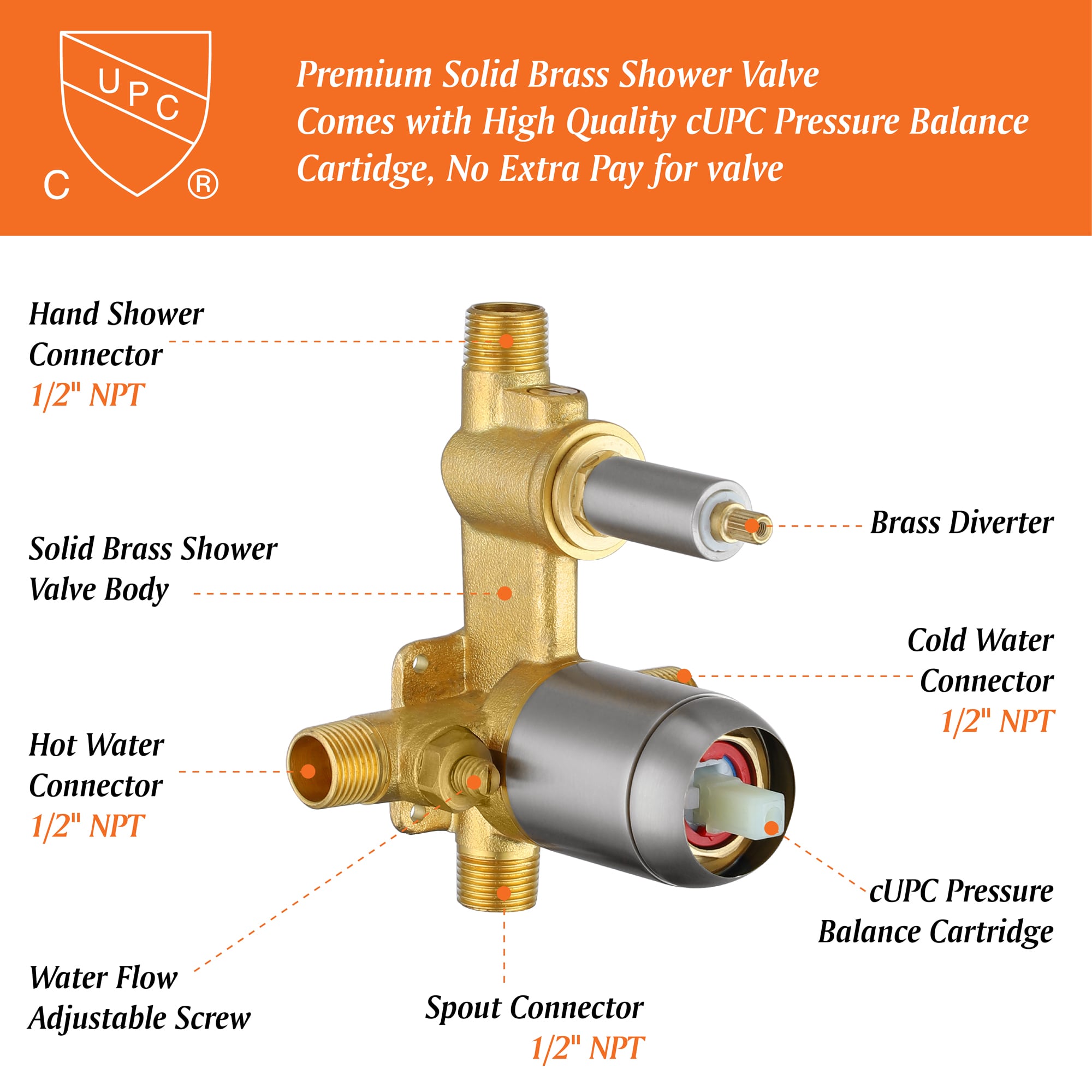 WELLFOR CR-P-WM-2W02BN Roman-Tub-Faucets - View #7