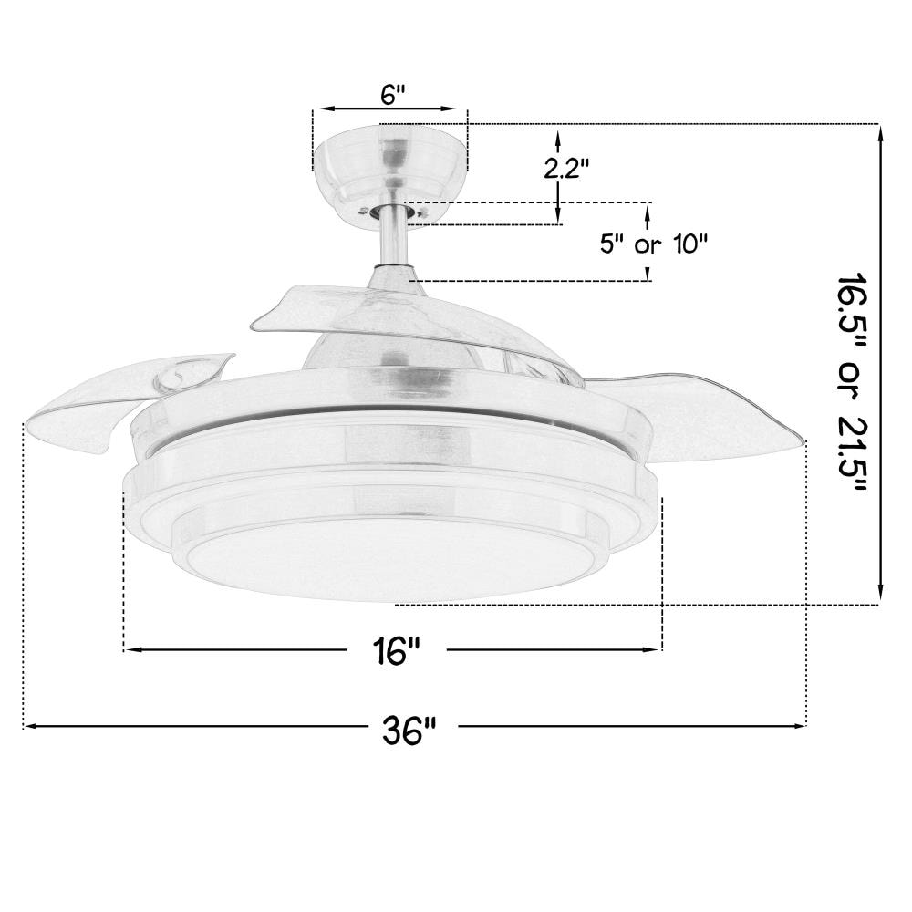 Bella Depot Retractable ceiling fan 36-in Silver LED Indoor Chandelier ...