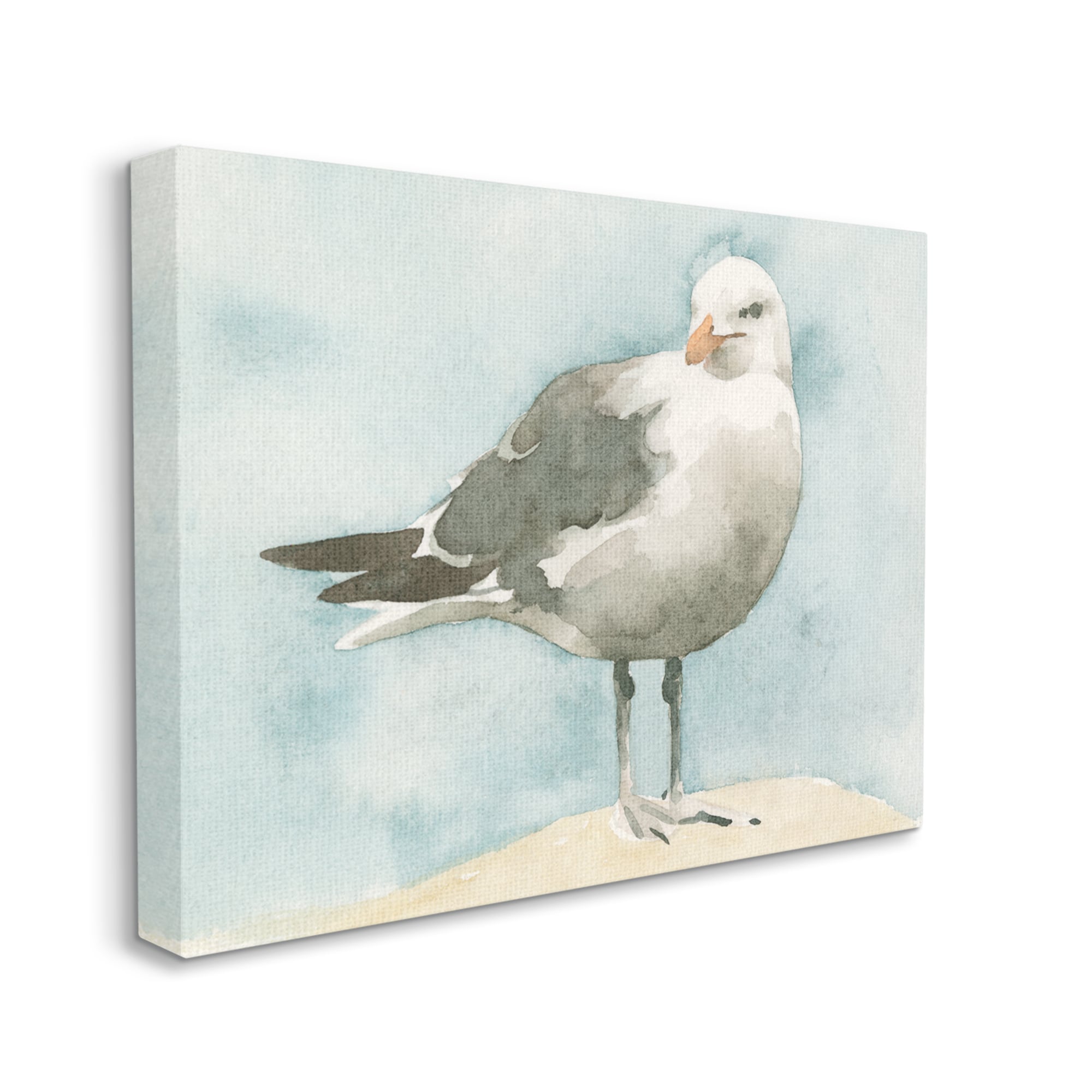 Stupell Industries Soft Focus Seagull On Waterfront Beige Blue Emma ...