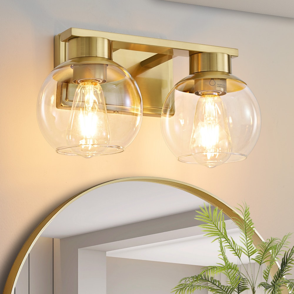 POWLIG Vanity Light 13.7-in 2 Light Gloss Gold Modern/contemporary Bathroom Vanity light
