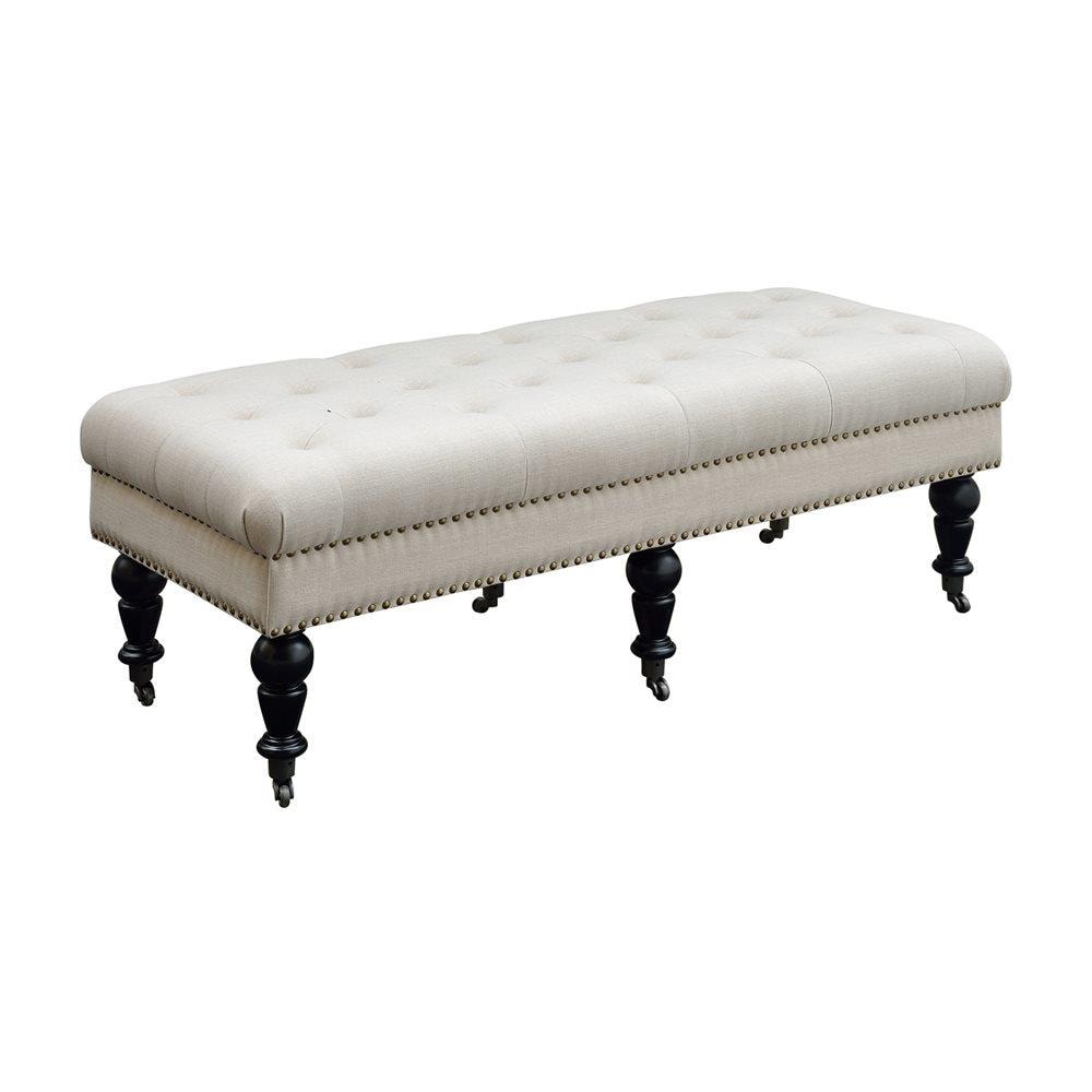 Linon 368253NAT01U Isabelle Casual Natural Linen Accent Bench 50-in x 19.69-in x 17.72-in