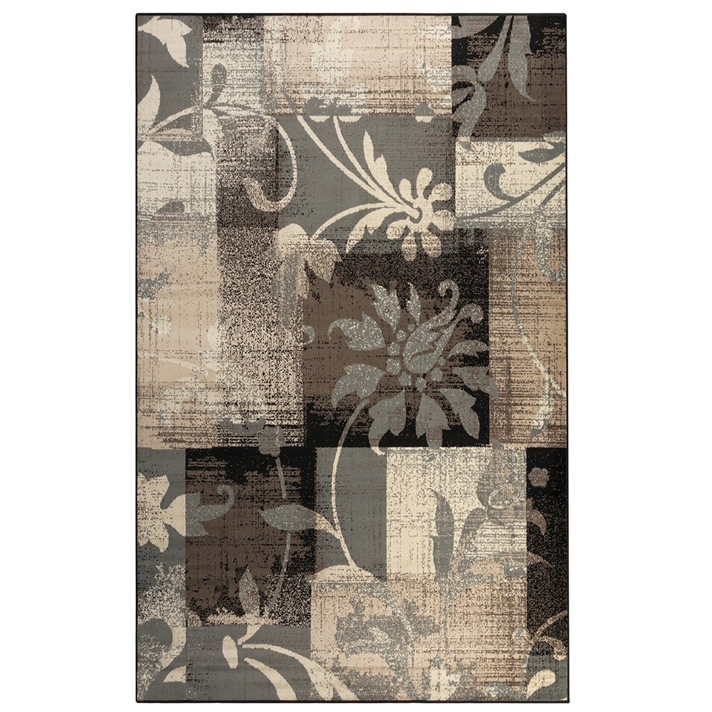 Beige Floral Patchwork 8' x 10' Synthetic Area Rug