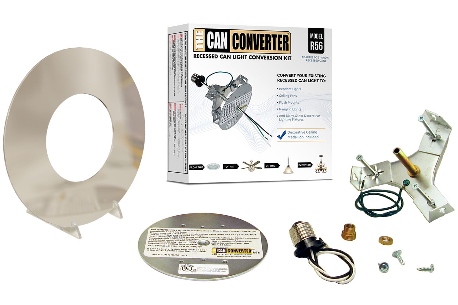 The Can Converter R56-RMF-PTN 7-in Incandescent Remodel or New Construction Polished Nickel Non-ic Open Recessed Light Kit
