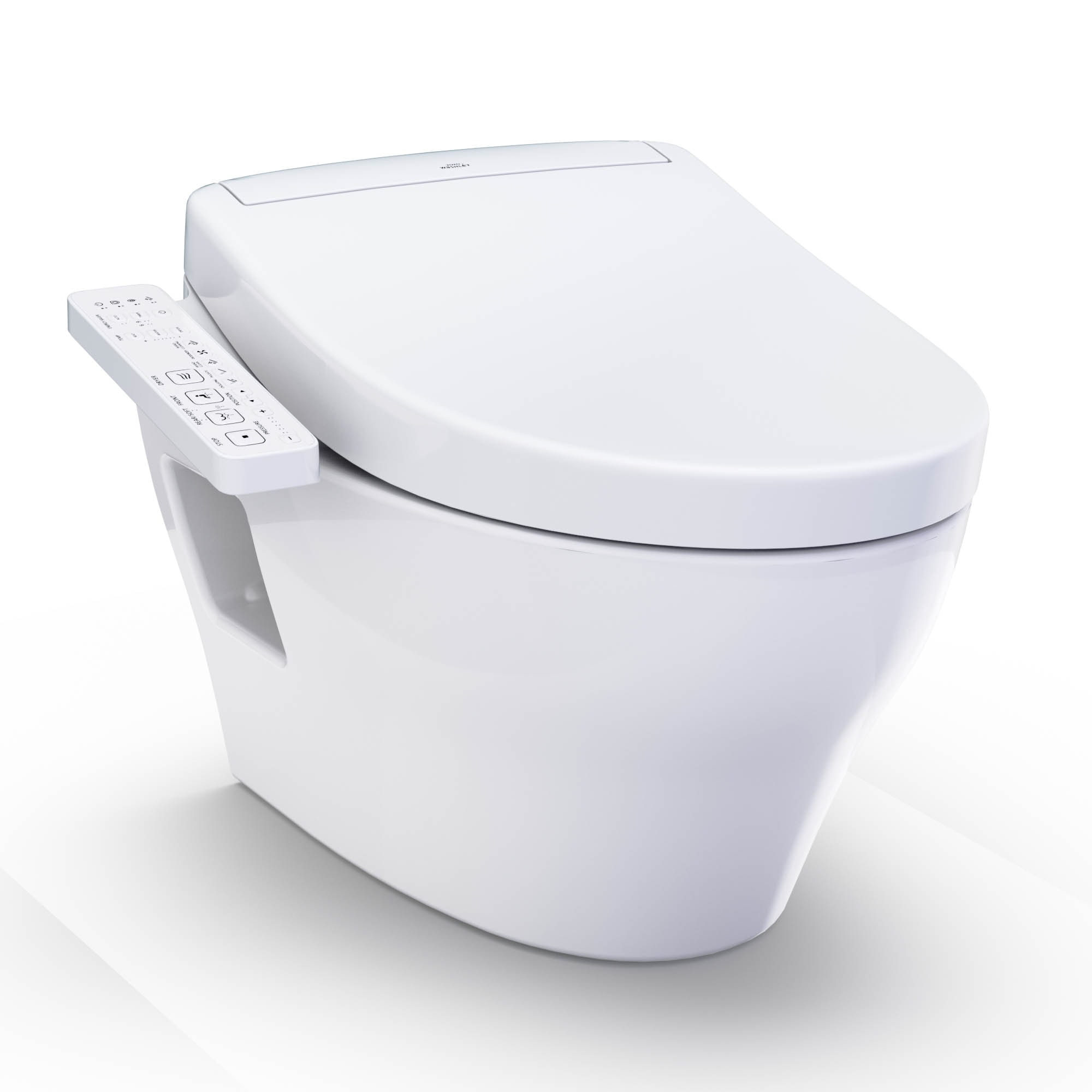 TOTO WASHLET+ Matte Silver Elongated Standard height Wall-hung Rough-In WaterSense 1.28 or .8 GPF (4.85 LPF or 3.03 LPF) Dual Flush Soft Close 1-piece back-to-wall Toilet