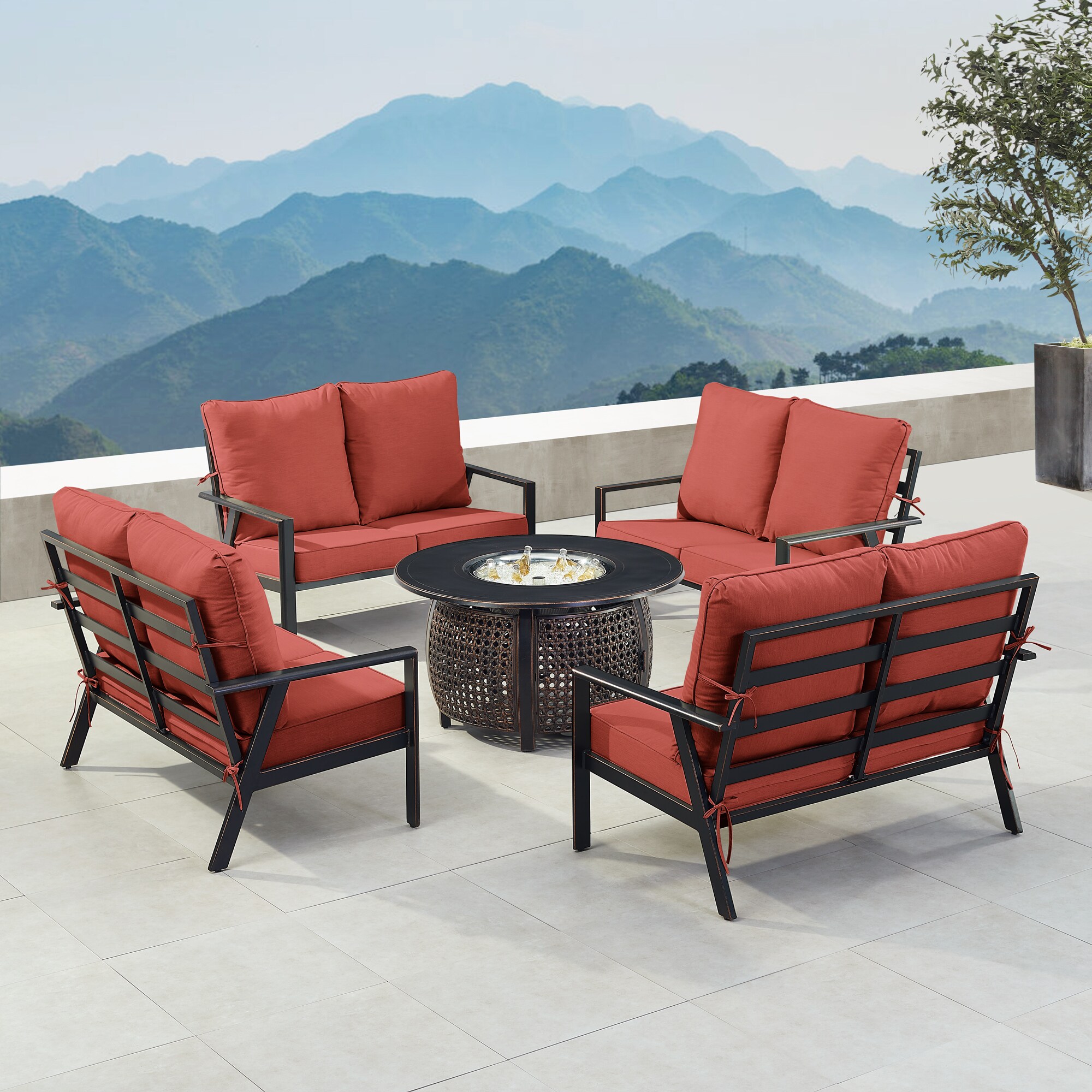 Oakland Living LUX4LSCLIFFRDCU Patio-Conversation-Sets - View #3