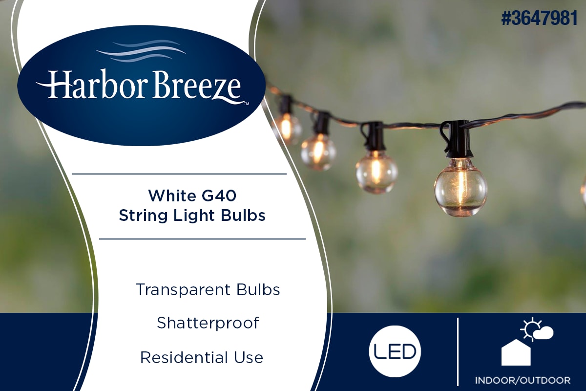 Harbor Breeze White LED G40 String Light Bulbs in the String Light Bulbs &  Fuses department at