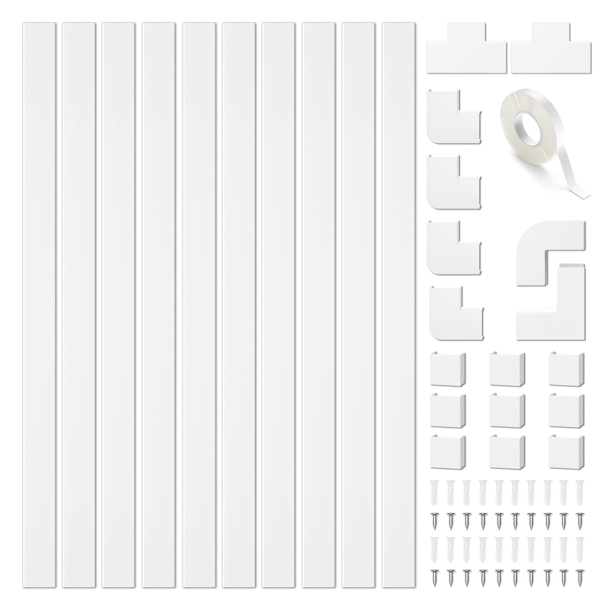 Etokfoks 157in Wire Cover for Cords on Wall Premium Cable Hider for Wires Cable Management for TV Cable Raceway Kit W095 H055in White #EFT1013F315