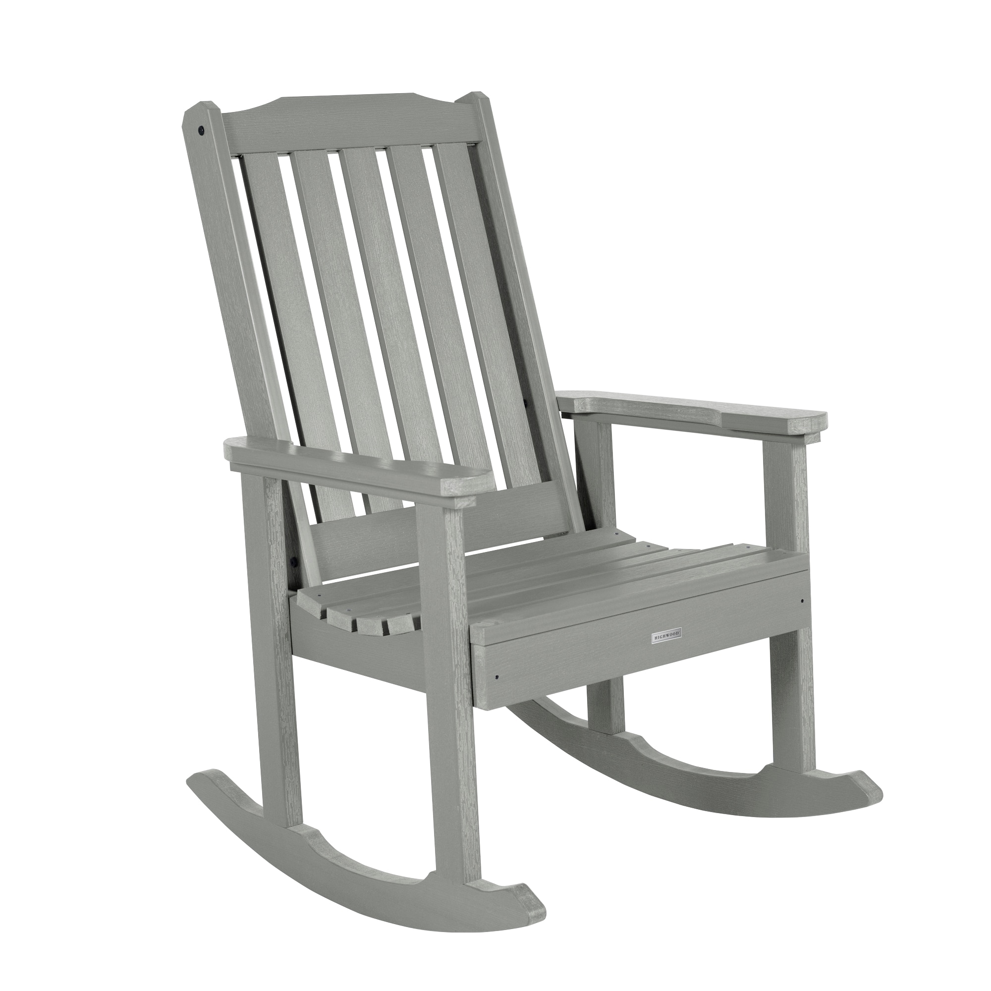 Coastal Teak Gray Outdoor Rocking Chair with Arms