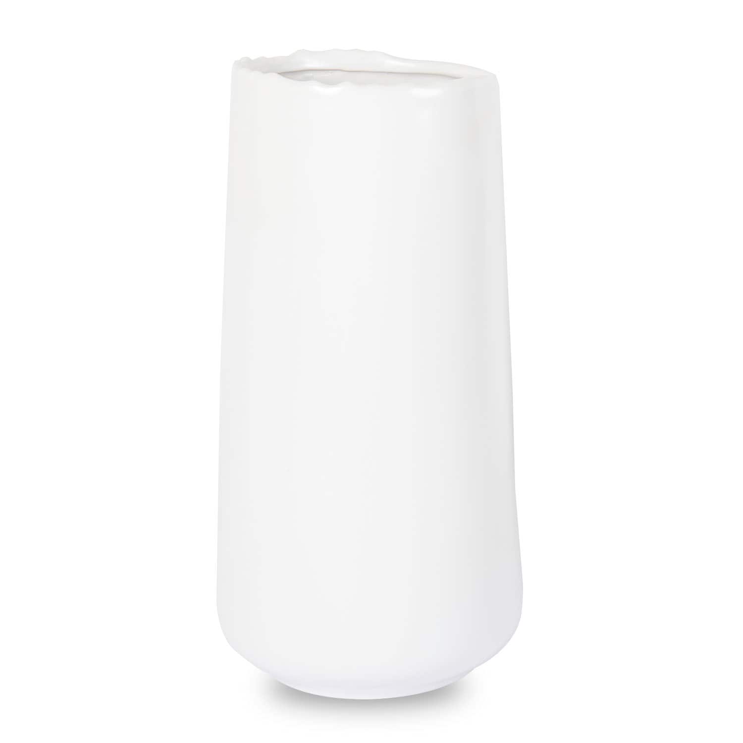 Vasesource ZIV16WH Round 15.0-in W Medium White Ceramic Indoor/Outdoor Planter