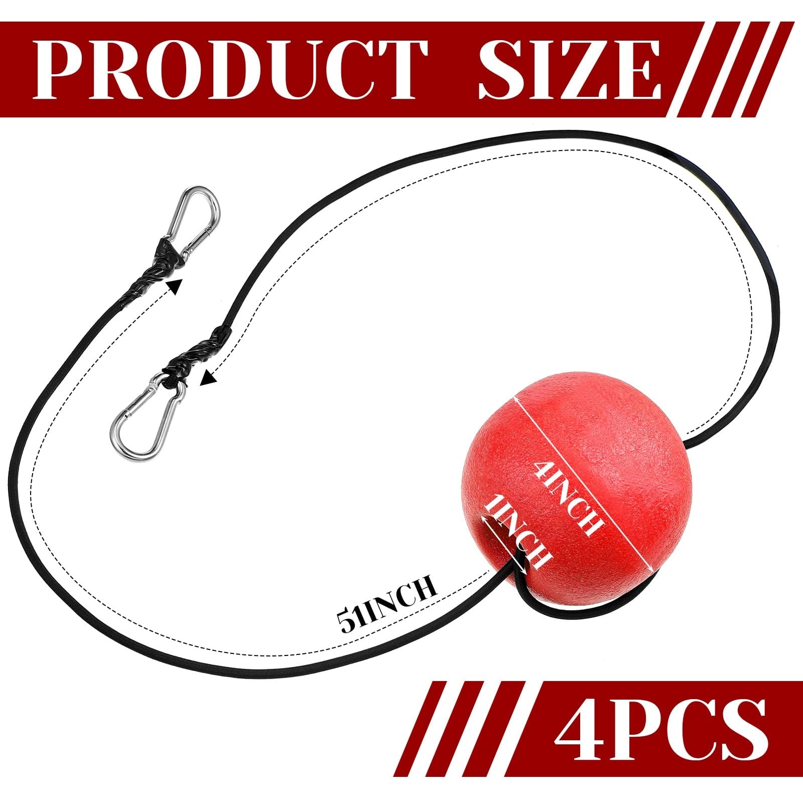Etokfoks  4 Pack Red Anchor Buoy Floats with 51 Inch Rope High Visibility PVC Foam Marker Set for Pool Marine and Fishing Use