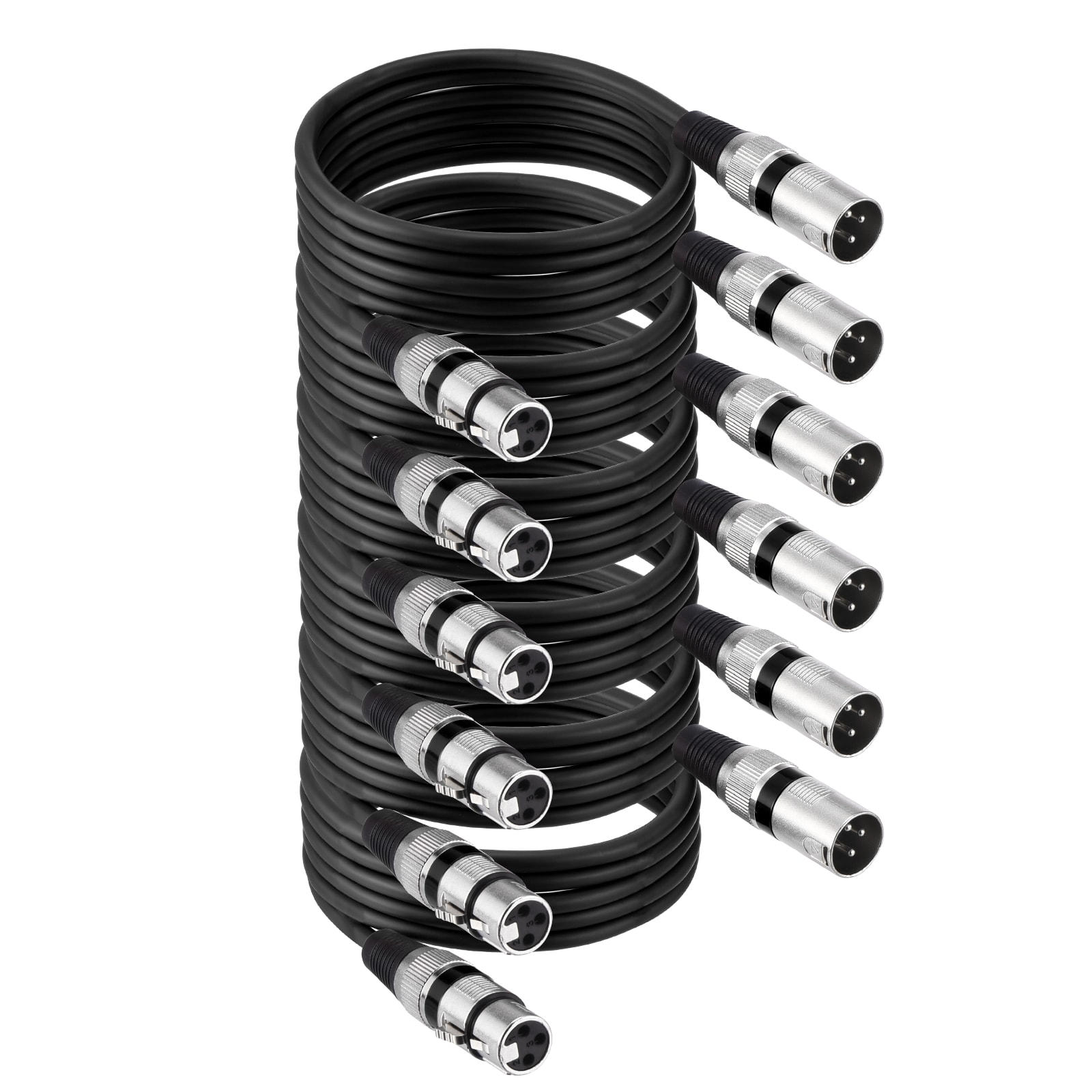 Unique Bargains 6pcs XLR Cables 6.5 ft Microphone Cable XLR Male to Female 3-pins Balanced Microphone Accessories Patch Speaker for Recording Studios Mixer Stage Lighting Performing Black #S26080601UX3193