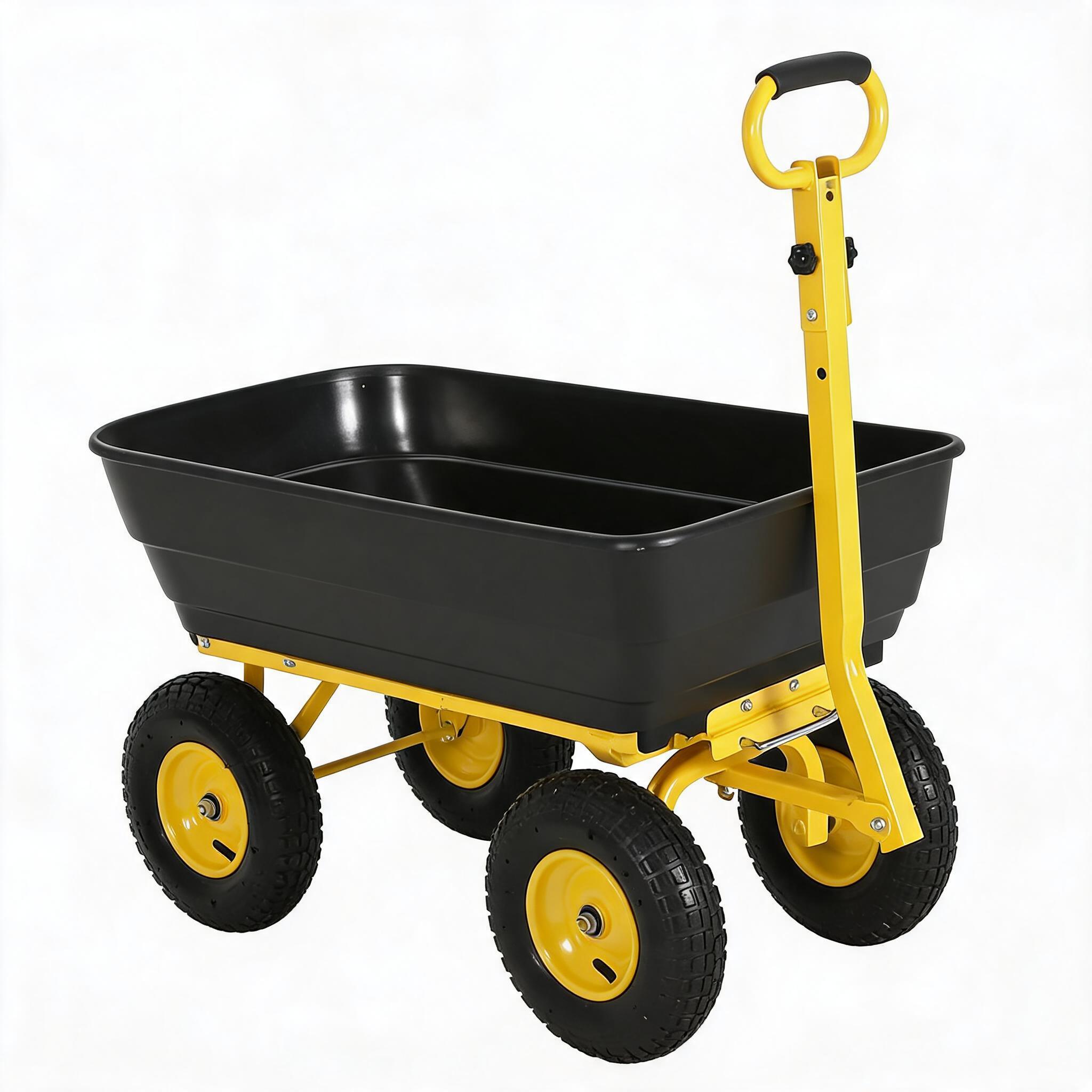 Assile 1200 Lb Steel Garden Dump Cart with Quick Release 10 Inch Flat Free All Terrain Wheels for Yard #XH260902154