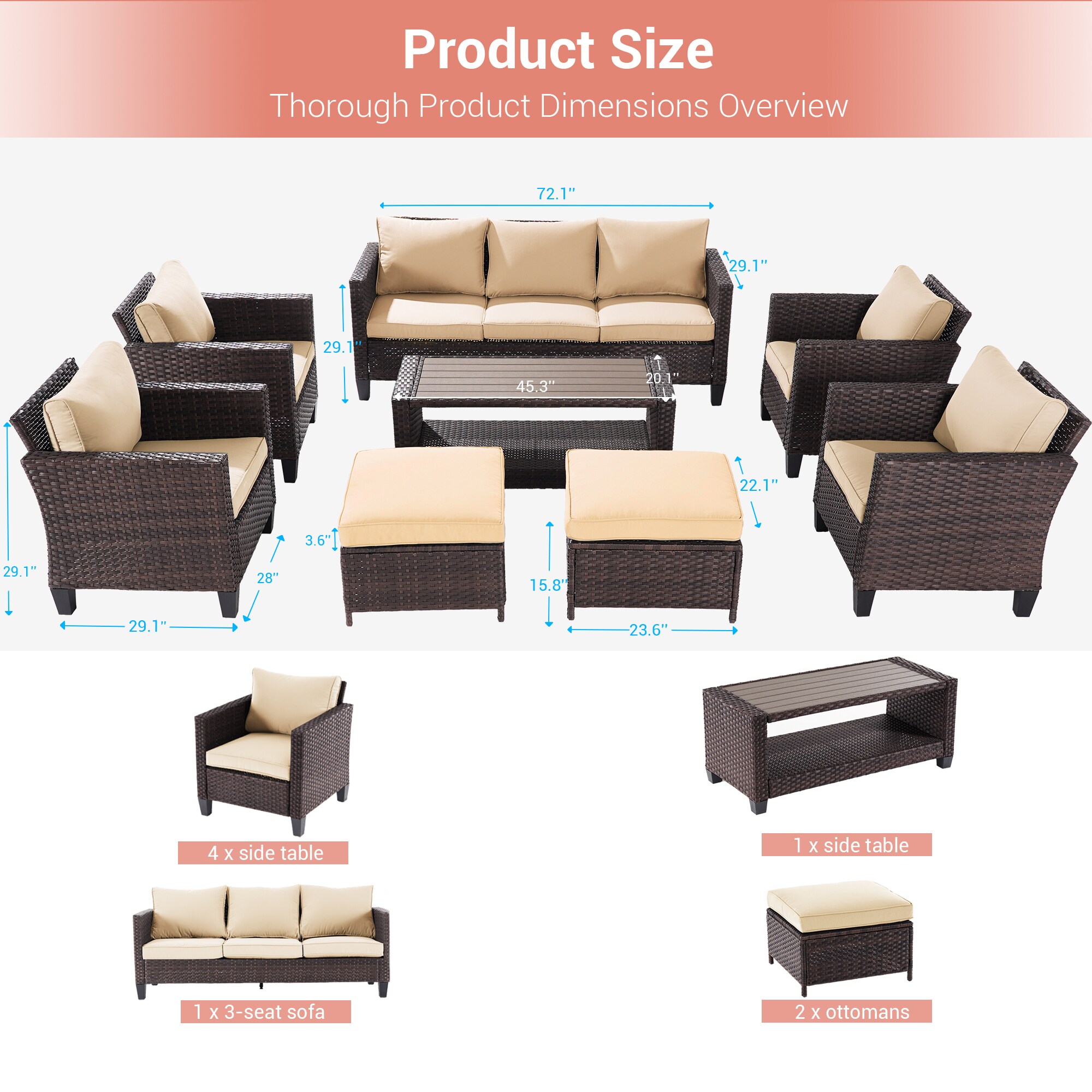 Sonkuki SD-PS-115BSD-S2T1 Patio-Conversation-Sets - View #2