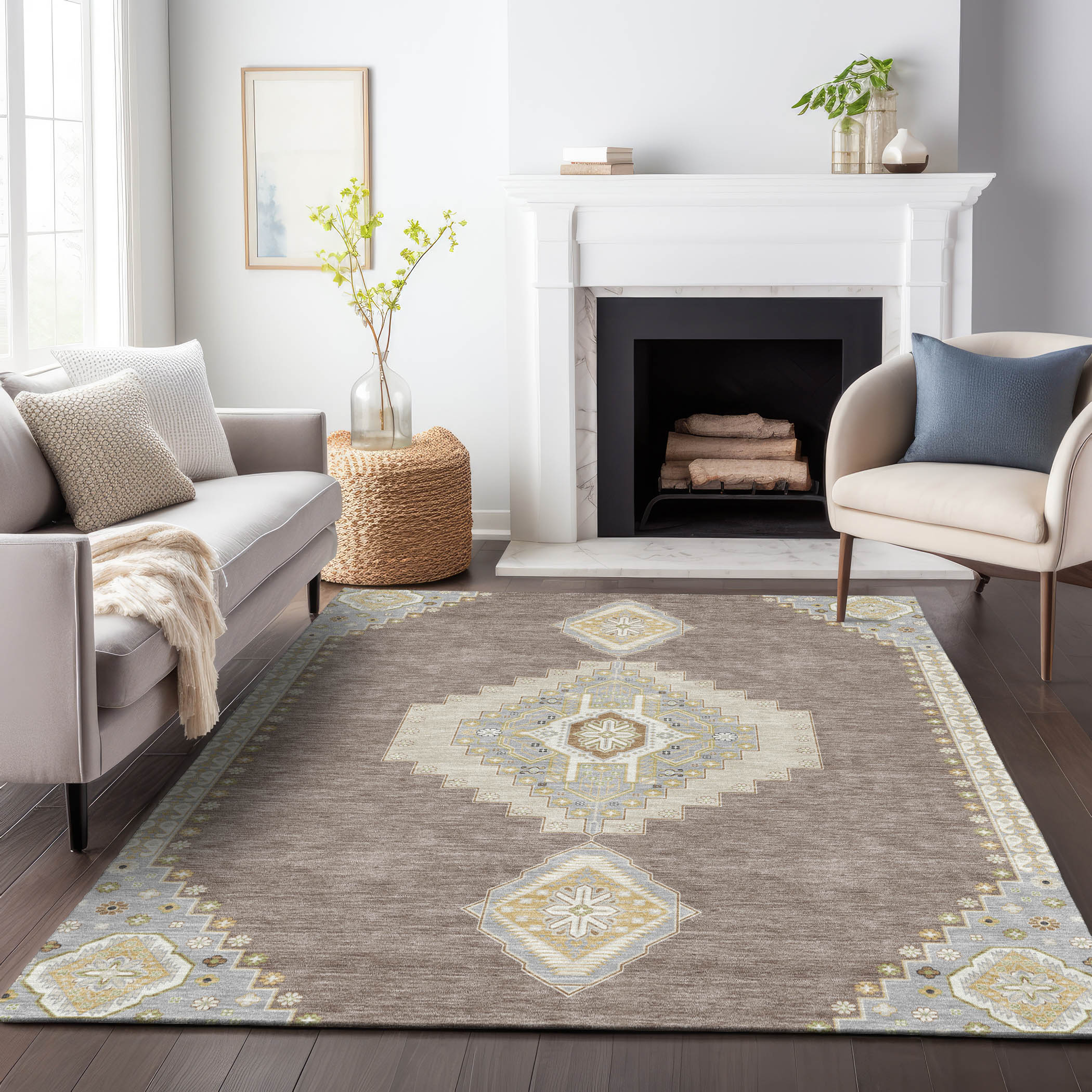 Addison Rugs ACN1014TP30X46 Chantille ACN1014TP 2 x 3 (ft) Polyester Taupe Rectangular Indoor/Outdoor Geometric Machine washable Area rug