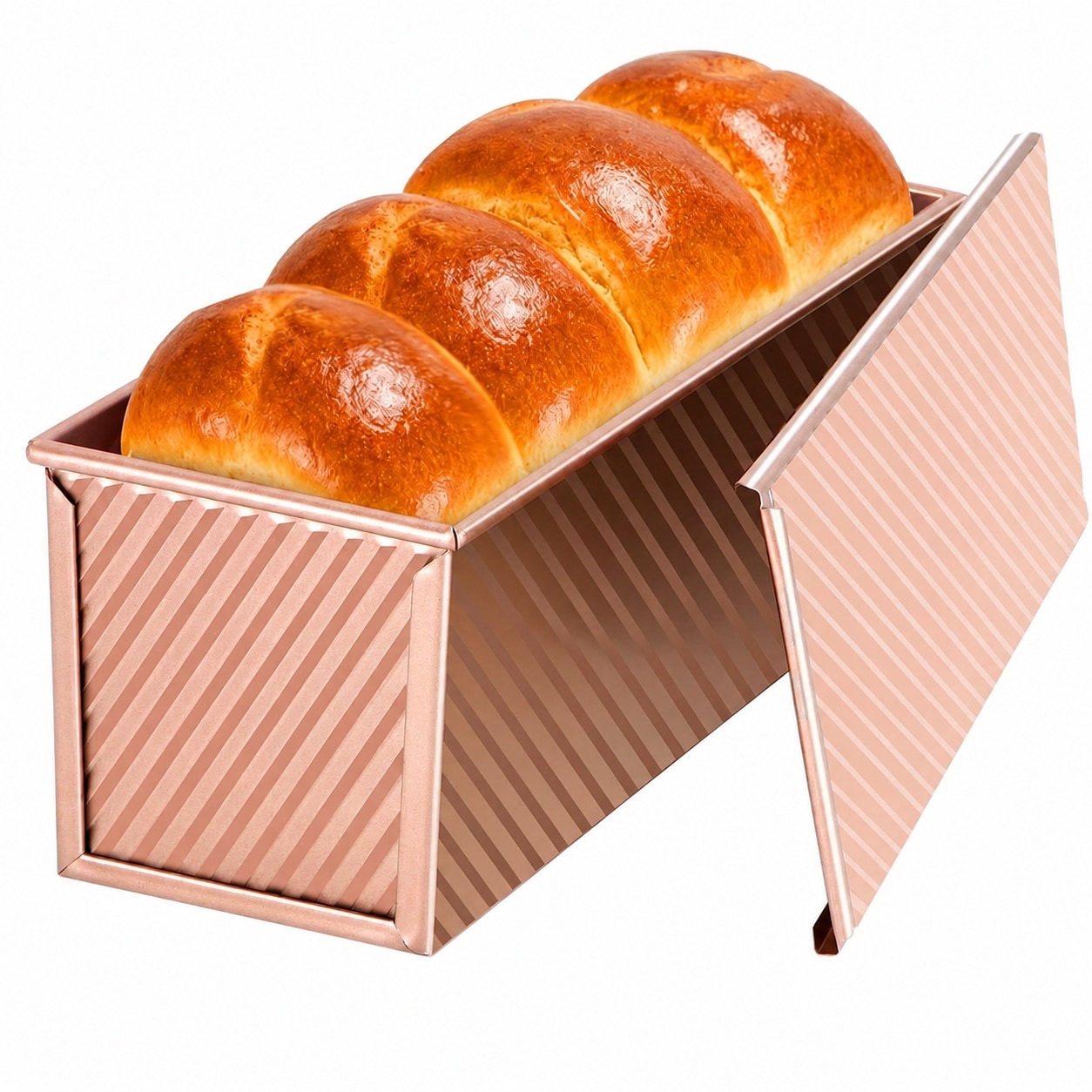 Etokfoks  1 Cup Carbon Steel Nonstick Pullman Loaf Pan with Lid Sandwich Bread Toast Box Corrugated Bakeware Piece