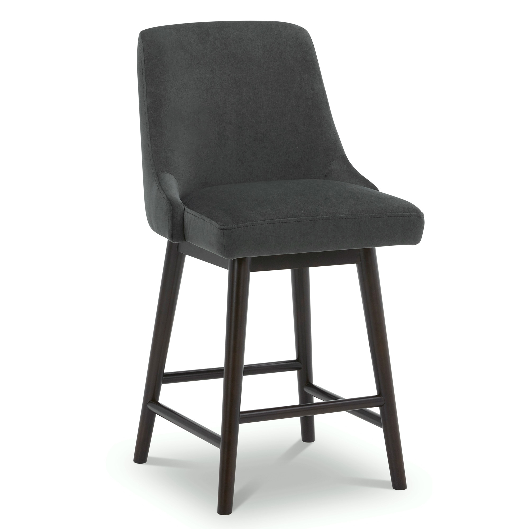 Circle 55 LWSY1219B-H280R Dark Gray 26-in H Counter height Upholstered Swivel Wood Bar Stool