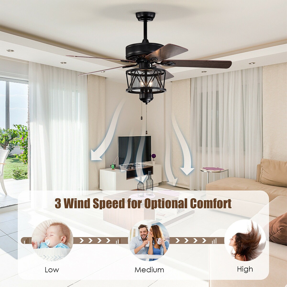 WELLFOR DFJ10054US-BK Ceiling-Fans - View #5