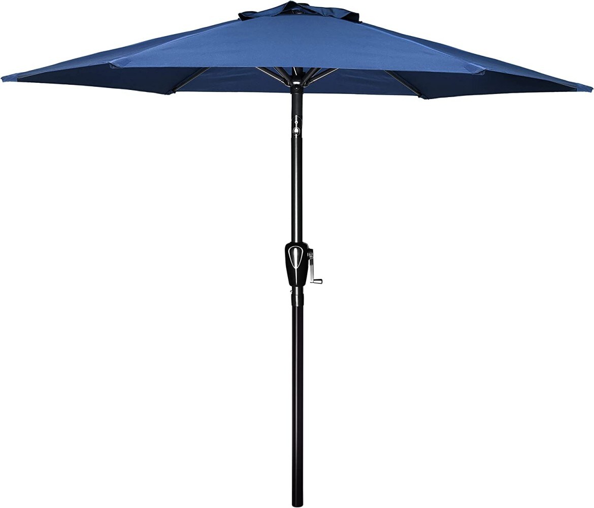 Clihome CWCH-OP3928WN 7.5-ft Steel Blue Crank Market Patio Umbrella